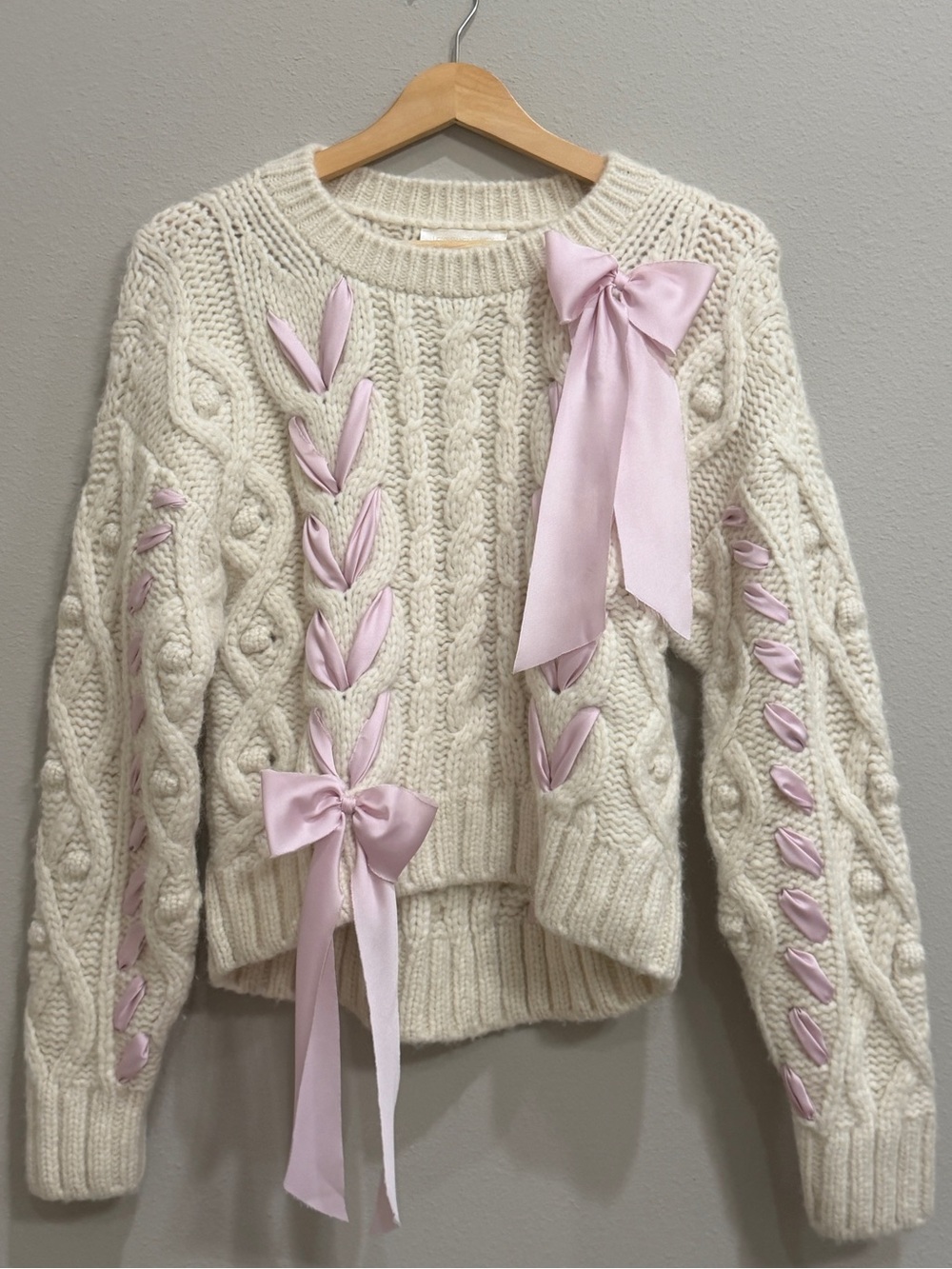 Loveshackfancy‎ Parson Pullover Sweater Ivory Size Small Alpaca Wool Blend